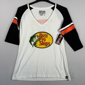 NWT Tony Stewart #14 Nascar Bass Pro Shop XL Women's 3/4 sleeve Black White Oran